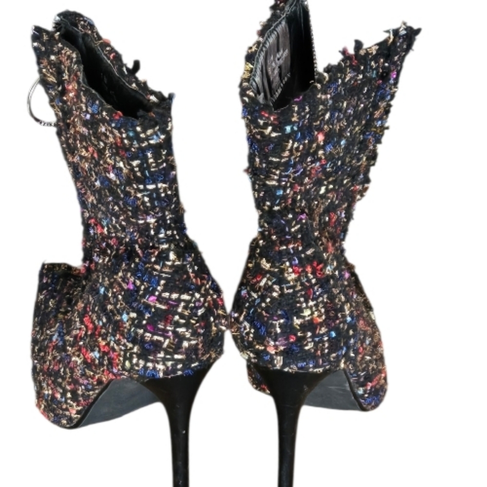 Cape Robbin Chic Multicolor Tweed Heeled Boots 7.5 - Picture 3 of 6